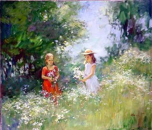 Painting Code#45249-Picking Flowers