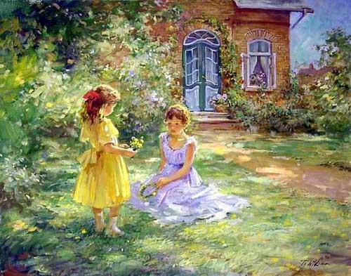 Painting Code#45252-Picking Flowers