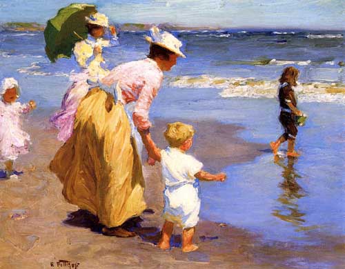 Painting Code#45258-Potthast, Edward(USA): At the Beach