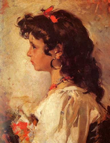 Painting Code#45262-Sorolla y Bastida, Joaquin(Spain): Head of a Italian Girl