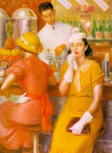 Painting Code#45380-Glackens, William(USA): Soda Fountain