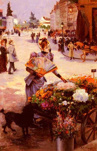 Painting Code#45423-Diaque, Ricardo(France): An Elegant Lady at La Place Clichy