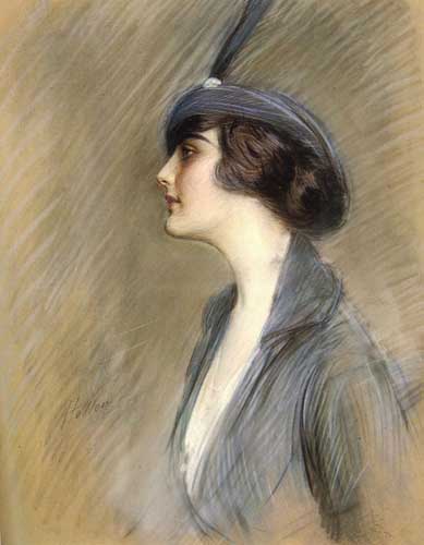 Painting Code#45441-Helleu, Paul Cesar(France): Portrait of Clara Weil