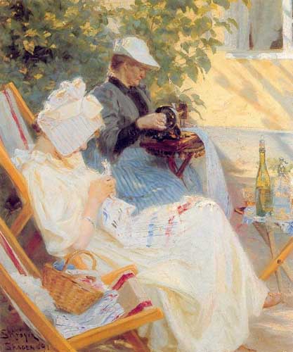 Painting Code#45601-Kroyer, Peder Severin(Denmark): Marie y su madre en el jard