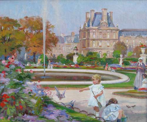 Painting Code#45634-Paul Michel Dupuy(France): Jardin de Tuileries, Paris
