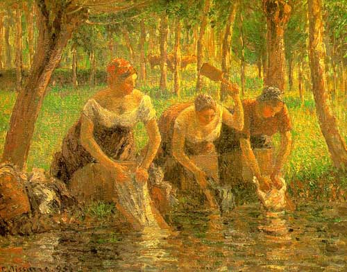 Painting Code#45665-Pissaro, Camille - Washerwoman, Eragny sur Epte