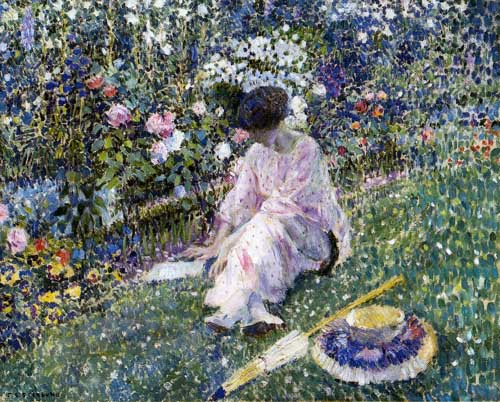 Painting Code#45697-Frieseke, Frederick Carl(USA) - Garden in June
