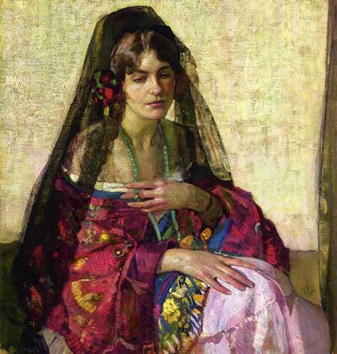 Painting Code#45708-Richard Edward Miller - Black Mantilla