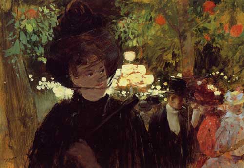 Painting Code#45758-Jean-Louis Forain - The Jardin de Paris