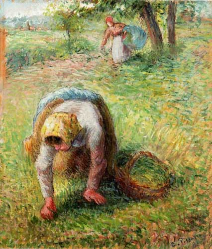Painting Code#45805-Pissarro, Camille - Peasants Gathering Grass
