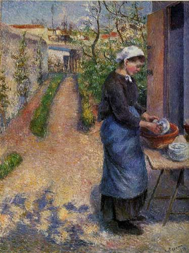 Painting Code#45858-Pissarro, Camille - Young Woman Washing Plates