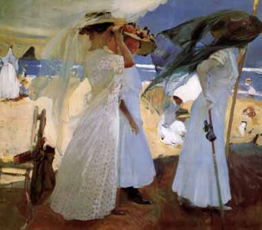 Painting Code#46179-Sorolla y Bastida, Joaquin - Under the Awning, Zarauz