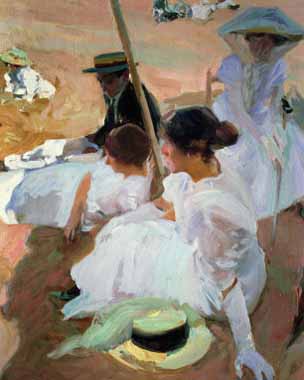 Painting Code#46180-Sorolla y Bastida, Joaquin - Under the Parasol, Zarauz
