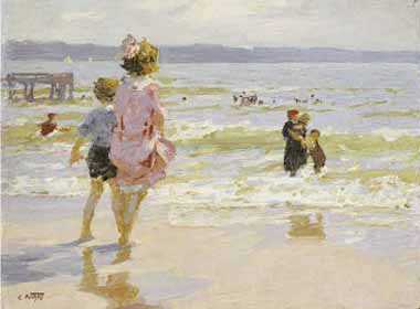 Painting Code#46190-Potthast, Edward(USA) - At the Seashore
