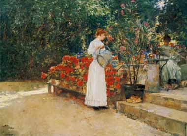 Painting Code#46242-Hassam, Childe(USA) - After Breakfast