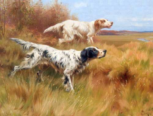 Painting Code#5136-Blinks, Thomas(UK): English Setters On Point 