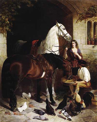 Painting Code#5267-Herring Snr, John Frederick(England): Feeding the Arab