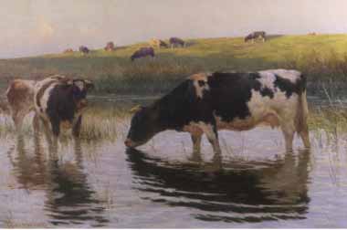 Painting Code#5354-Henry Bisbing - At the Drinking Place