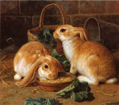 Painting Code#5371-Alfred Barber - Bunnies' Meal I