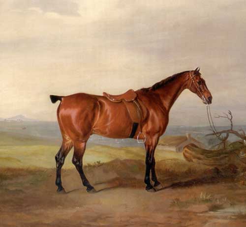 Painting Code#5678-John Ferneley Sr. Saddled Bay Hunter in Landscape
