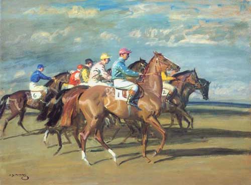 Painting Code#5736-Munnings, Sir Alfred James(UK) - Lord Astors Highstakes at Newmarket