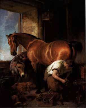 Painting Code#5781-Edwin Henry Landseer - Shoeing