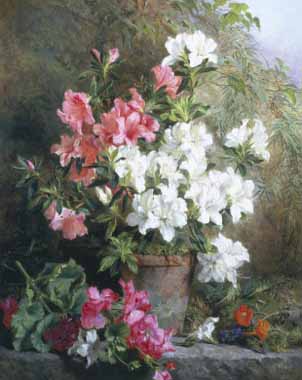 Painting Code#6039-Annie Mutrie - Still Life of Azaleas