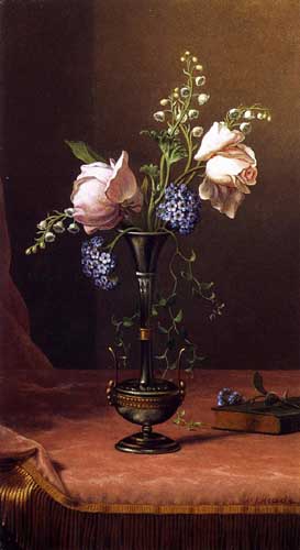 Painting Code#6094-Martin Johnson Heade - Pink Roses