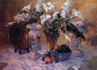 Painting Code#6178-Joyce Pike:Calla Lilies and Lusters