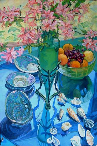 Painting Code#6268-Charles Anderson: Pink Flowers & Seashells