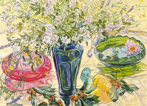 Painting Code#6281-Janet Fish: Wildflowers and Cherries