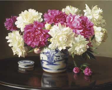 Painting Code#6303-Evan Wilson - Peonies in Ginger Jar