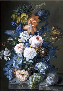 Painting Code#6358-Sebastian Wegmayr - Rich Still Life with a Bird's Nest