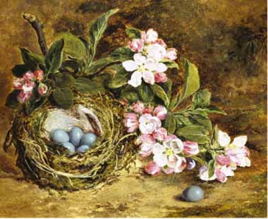 Painting Code#6475-H. Grey - Apple Blossom and a Bird's Nest