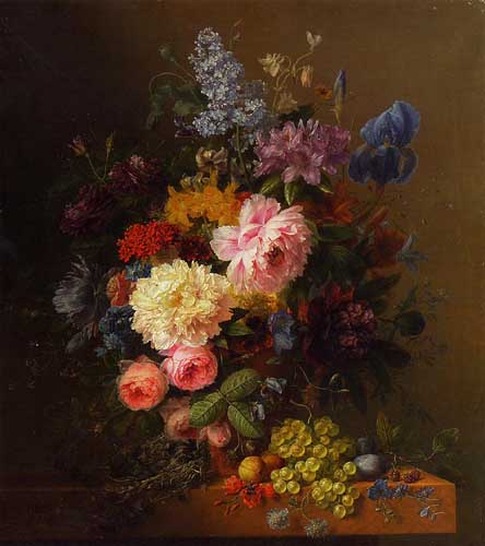 Painting Code#6517-Arnoldus Bloemers - Peonies, Roses, Irises, Lilies, Lilac and Other Flowers in a Vase