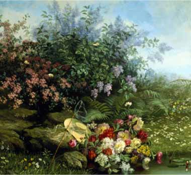 Painting Code#6574-Jean Capeinick - Summer Flowers on the River Bank