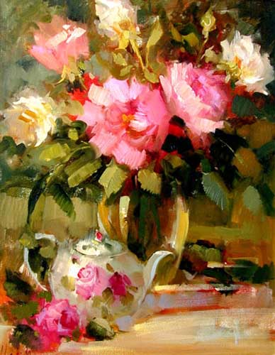 Painting Code#6667-H E D I M O R A N: Roses and Teapot