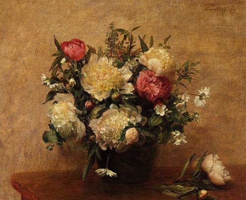Painting Code#6832-Henri Fantin-Latour - Peonies