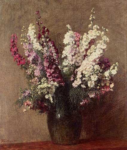 Painting Code#6833-Henri Fantin-Latour - Pieds d'Allouette