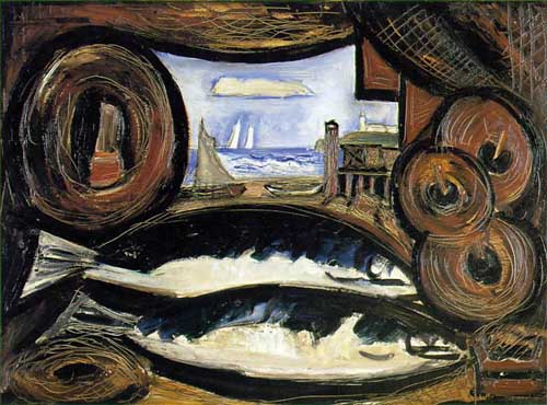 Painting Code#7009-Marsden Hartley: Sea View - New England