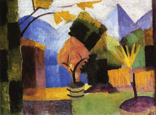 Painting Code#70346-Macke, August - Garden on Lake of Thun
