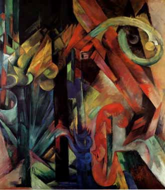 Painting Code#70617-Marc, Franz - Forest with Squirrel