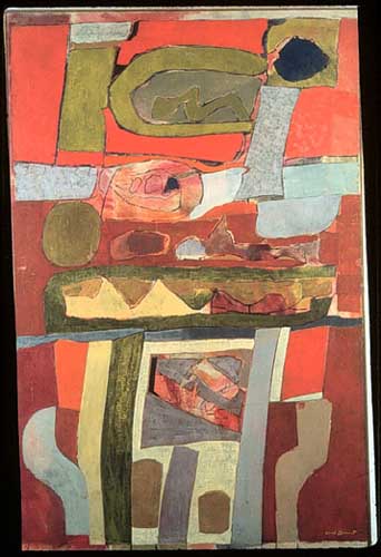 Painting Code#7074-Will Barnet: Green and Gold Space 