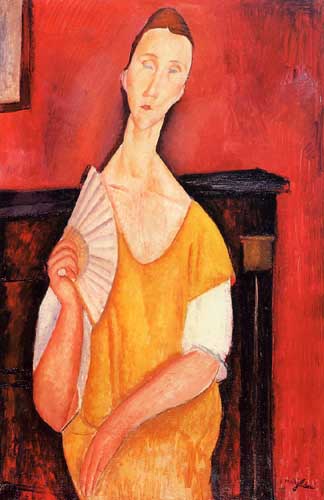 Painting Code#70792-Modigliani, Amedeo - Madame Lunia Czechowska with a Fan