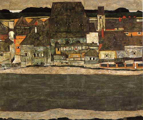Painting Code#70923-Egon Schiele - Houses by the River II