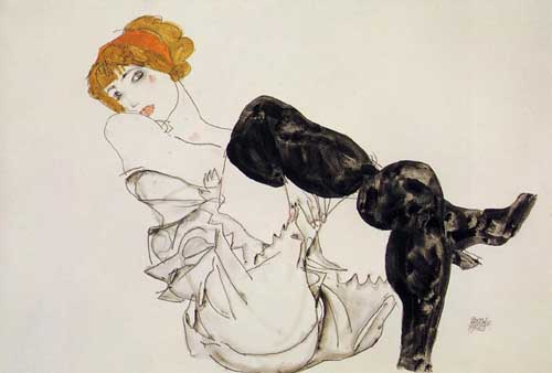 Painting Code#70936-Egon Schiele - Woman in Black Stockings