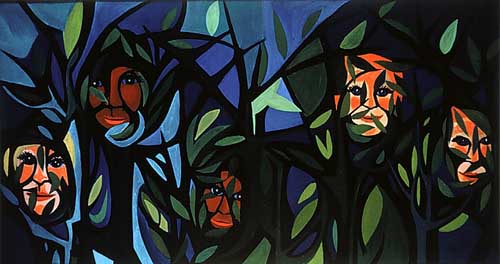 Painting Code#7311-Faith Ringgold: The American People Series #15: Hide Little Children 