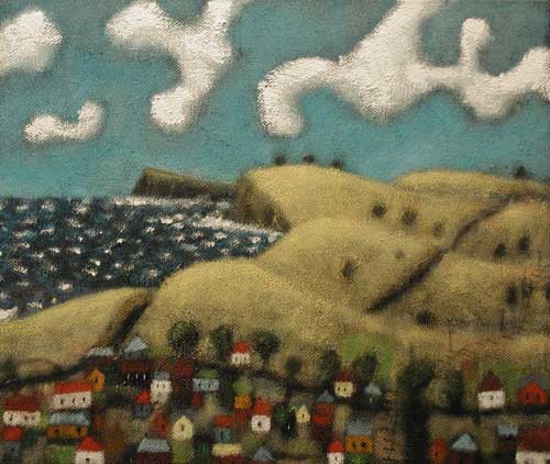 Painting Code#7516-Village Near the Sea