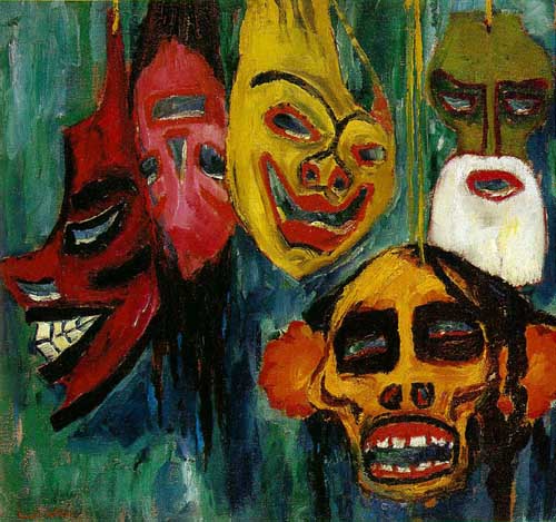 Painting Code#7533-Emil Nolde - Mask Still Life III