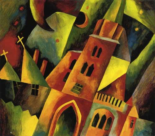 Painting Code#7541-Arnold Topp - Landscape with Church